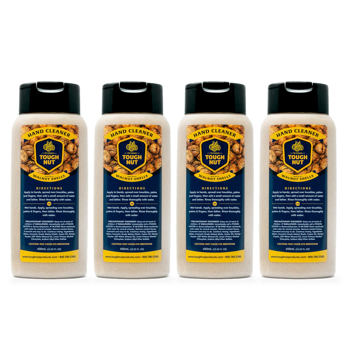 Tough Nut heavy duty hand cleaner 4-Pack: four 13.53 oz (400 mL) flip-cap bottles